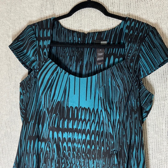 Bisou Bisou blue and black dress size 14 - Picture 1 of 8